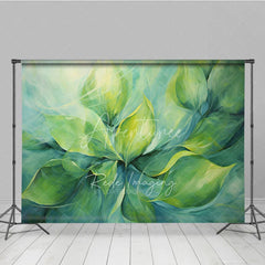Aperturee - Aperturee Abstract Green Leaves Fine Art Backdrop Swirling Nature Plant Oil Painting Style Background Creative Photography
