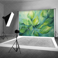 Aperturee - Aperturee Abstract Green Leaves Fine Art Backdrop Swirling Nature Plant Oil Painting Style Background Creative Photography