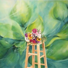 Aperturee - Aperturee Abstract Green Leaves Fine Art Backdrop Swirling Nature Plant Oil Painting Style Background Creative Photography