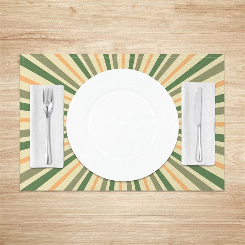 Aperturee - Aperturee Abstract Green Yellow Sun Rays Set Of 4 Placemats