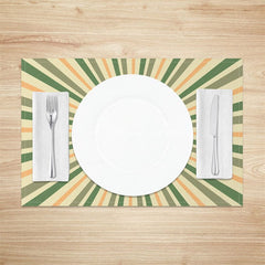 Aperturee - Aperturee Abstract Green Yellow Sun Rays Set Of 4 Placemats