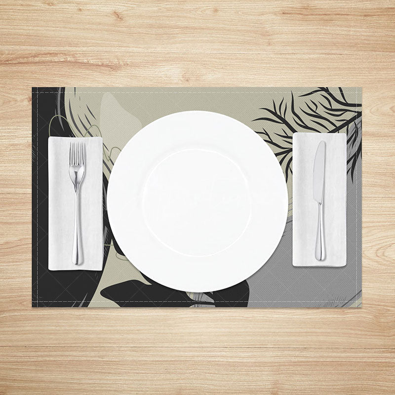 Aperturee - Aperturee Abstract Landscape Painting Placemats Set of 4 Simplified Art Design for Modern Kitchen Dining Decor