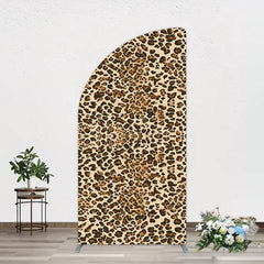 Aperturee - Aperturee Abstract Leopard Print Happy Birthday Half Moon Arch Backdrop