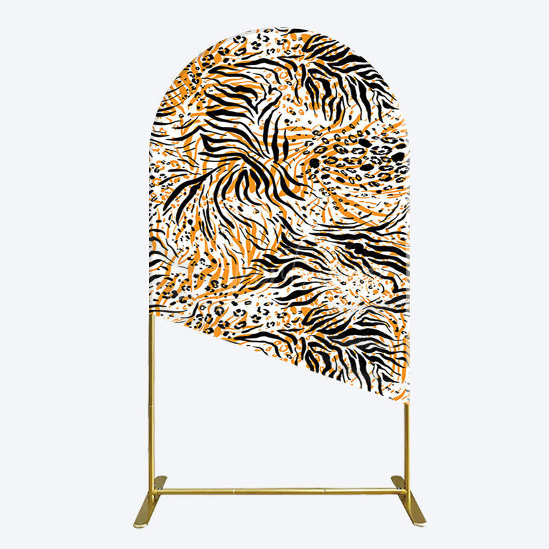 Aperturee - Aperturee Abstract Leopard Zebra Print Birthday Arch Backdrop