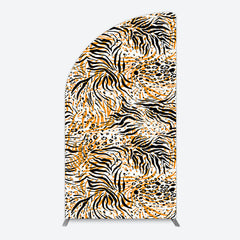 Aperturee - Aperturee Abstract Leopard Zebra Print Birthday Half Moon Arch Backdrop