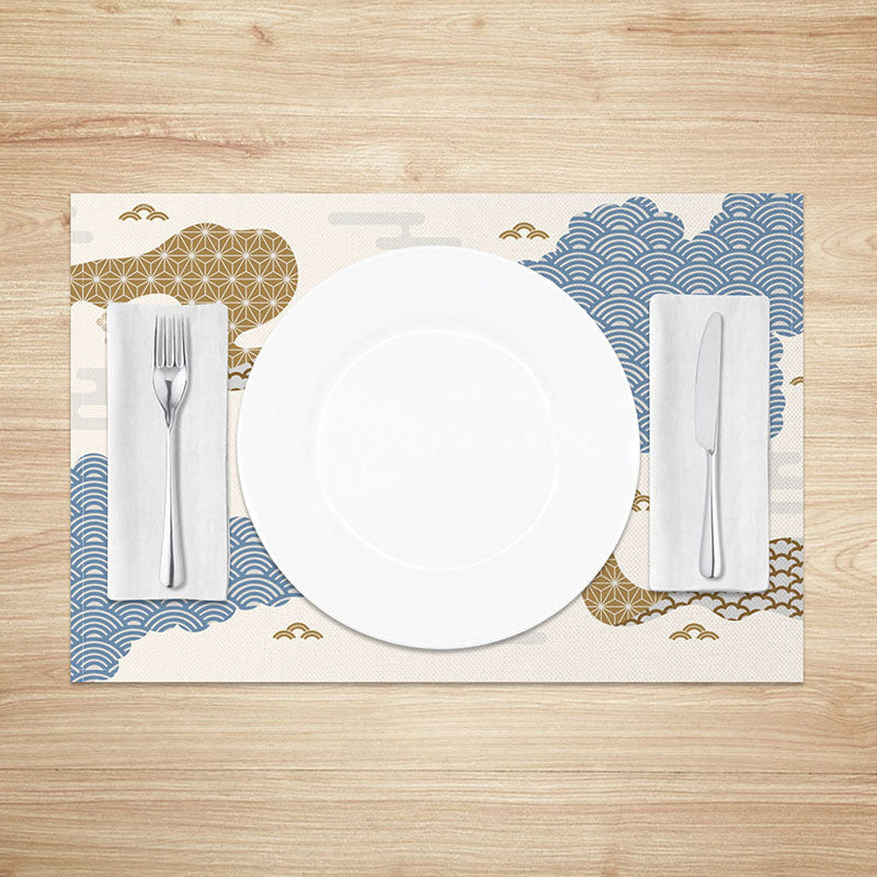 Aperturee - Aperturee Abstract Mountain Placemats Set of 4 with Brown Earth Tones for Rustic and Modern Dining Table Decor