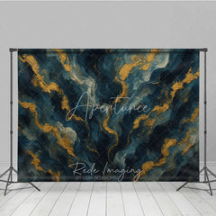 Aperturee - Aperturee Abstract Navy Blue and Gold Texture Photography Backdrop Elegant Artistic Portrait Background