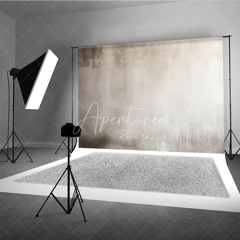 Aperturee - Aperturee Abstract Neutral Beige and Grey Texture Photography Backdrop Minimalist Portrait Studio Decor