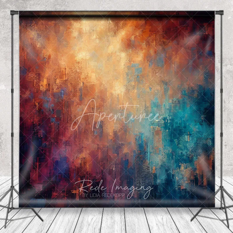 Aperturee - Aperturee Abstract Oil Painting Style Photography Backdrop Artistic Warm and Cool Tones for Professional Portraits