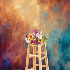 Aperturee - Aperturee Abstract Oil Painting Style Photography Backdrop Artistic Warm and Cool Tones for Professional Portraits