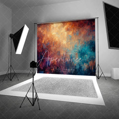 Aperturee - Aperturee Abstract Oil Painting Style Photography Backdrop Artistic Warm and Cool Tones for Professional Portraits