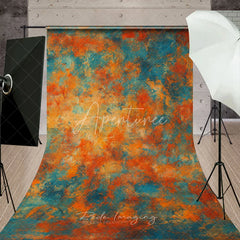 Aperturee - Aperturee Abstract Orange and Blue Painted Sweep Backdrop Artistic Texture for Professional Photography