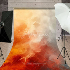 Aperturee - Aperturee Abstract Orange and Grey Smoke Sweep Backdrop Artistic Texture for Professional Portrait Photography