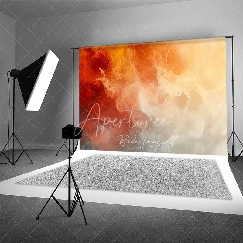 Aperturee - Aperturee Abstract Orange Red Yellow Gradient Photography Backdrop Warm Tones Artistic Photo Studio Background