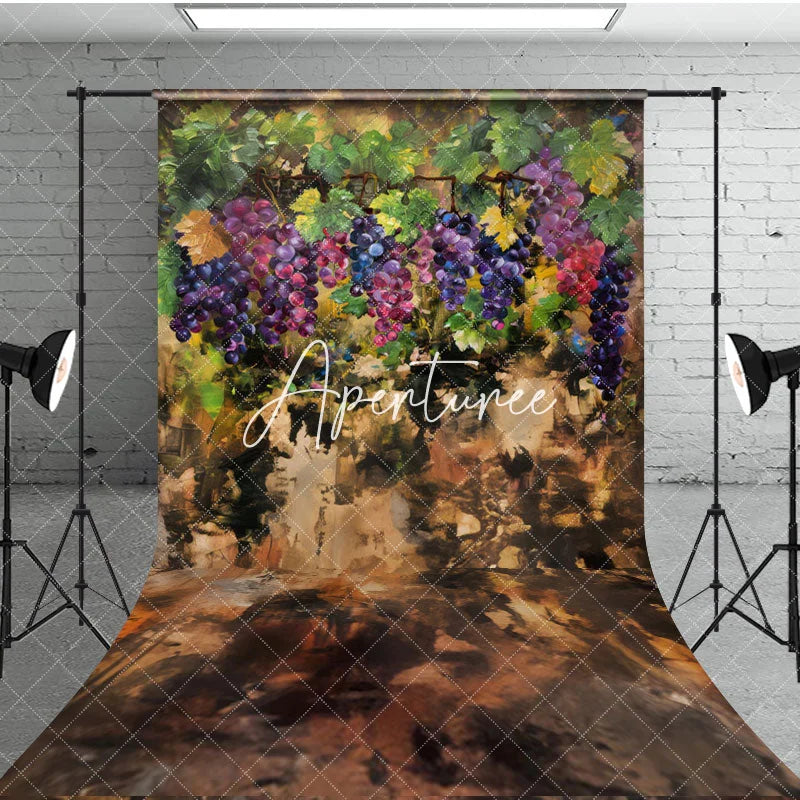 Aperturee - Aperturee Abstract Painted Grapes Brown Fine Art Sweep Backdrop