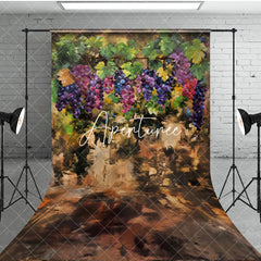 Aperturee - Aperturee Abstract Painted Grapes Brown Fine Art Sweep Backdrop