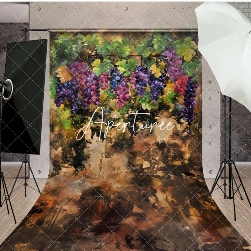 Aperturee - Aperturee Abstract Painted Grapes Brown Fine Art Sweep Backdrop