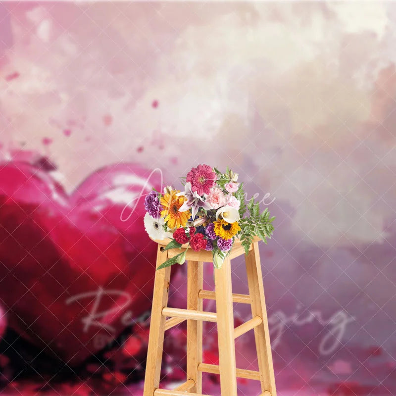 Aperturee - Aperturee Abstract Pink Painted Heart Backdrop Romantic Valentine Wedding Portrait Photography Background