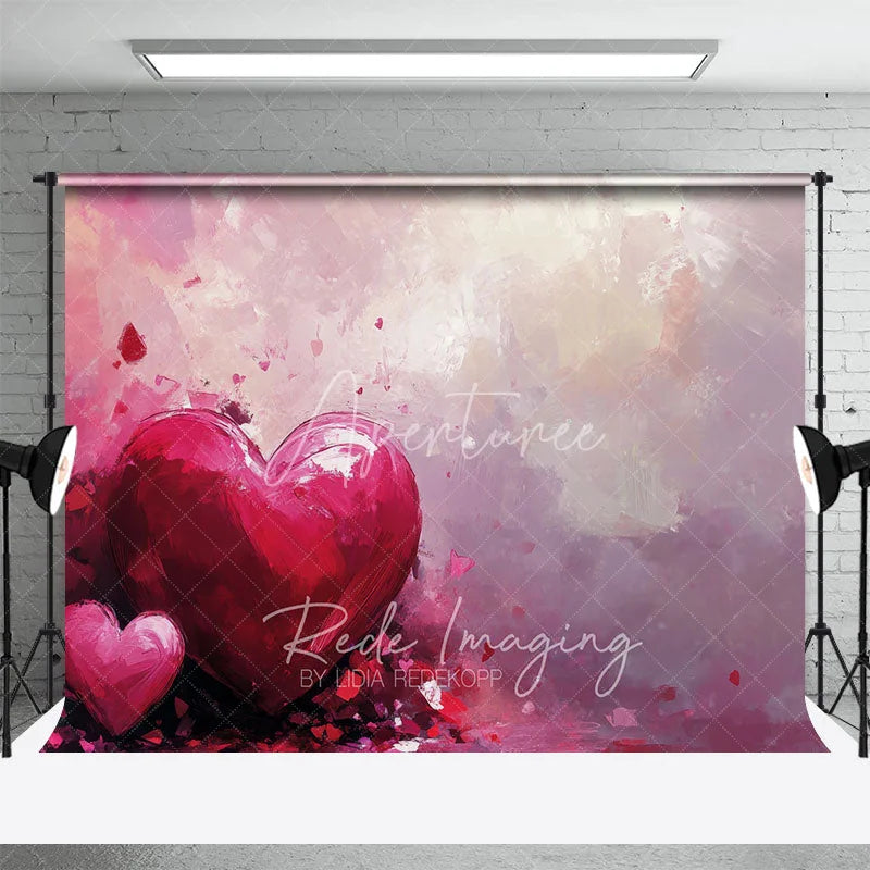Aperturee - Aperturee Abstract Pink Painted Heart Backdrop Romantic Valentine Wedding Portrait Photography Background