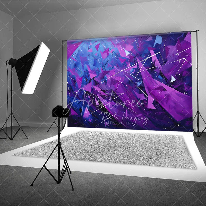 Aperturee - Aperturee Abstract Purple and Blue Geometric Photography Backdrop Artistic Modern Party Decor
