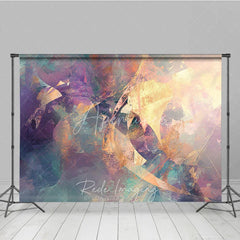 Aperturee - Aperturee Abstract Purple and Gold Oil Painting Photography Backdrop Artistic Texture Studio Background
