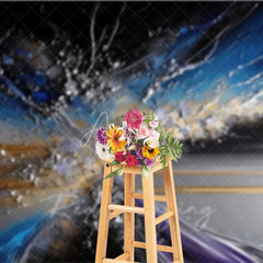 Aperturee - Aperturee Abstract Shattered Glass Fine Art Backdrop Blue Silver Gold Lines Studio Portrait Photography Background