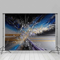Aperturee - Aperturee Abstract Shattered Glass Fine Art Backdrop Blue Silver Gold Lines Studio Portrait Photography Background