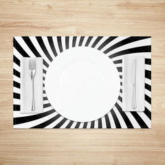 Aperturee - Aperturee Abstract Spiral Sun Rays Pattern Set of 4 Placemats for Mid-Century Modern and Boho Kitchen Dining