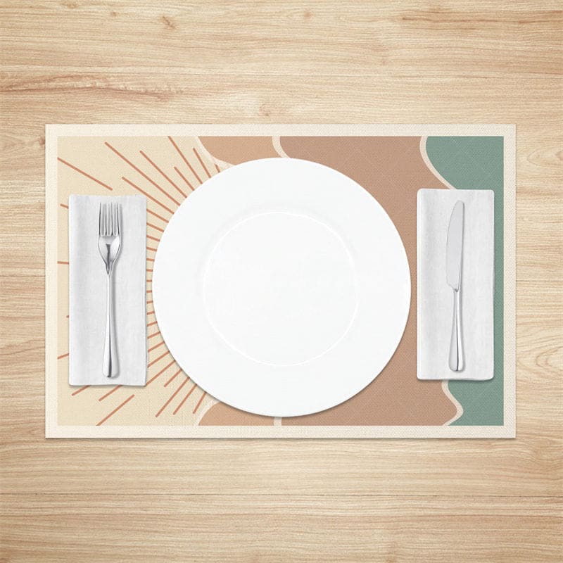 Aperturee - Aperturee Abstract Sun Mountain Landscape Set Of 4 Placemats