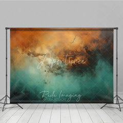 Aperturee - Aperturee Abstract Teal and Orange Oil Painting Photography Backdrop Artistic Texture Background for Portrait