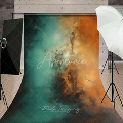 Aperturee - Aperturee Abstract Teal and Orange Smoke Sweep Backdrop Artistic Portrait Photography Background