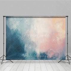 Aperturee - Aperturee Abstract Teal Pink White Painterly Photography Backdrop Artistic Photo Studio Portrait and Event Background Decor