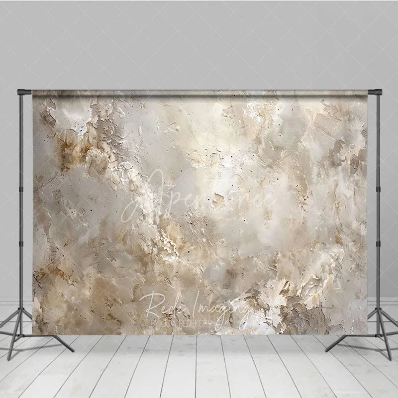 Aperturee - Aperturee Abstract Textured Beige and Brown Photography Backdrop Distressed Stucco Wall Rustic Studio Prop for Portraits