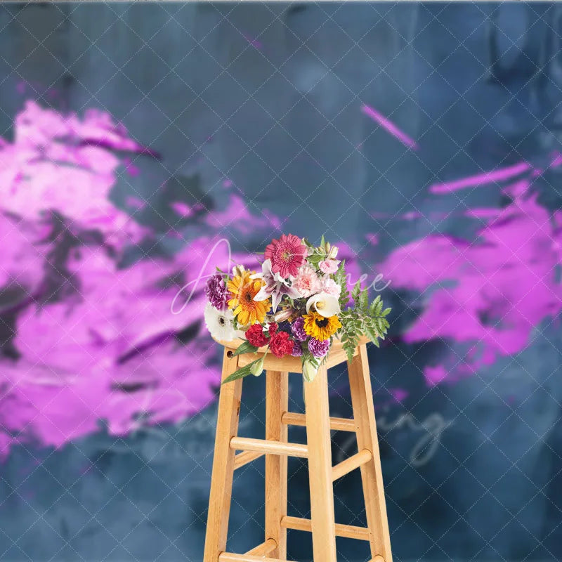 Aperturee - Aperturee Abstract Textured Dark Blue and Magenta Photography Backdrop Modern Artistic Studio Photo Prop for Portraits