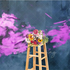 Aperturee - Aperturee Abstract Textured Dark Blue and Magenta Photography Backdrop Modern Artistic Studio Photo Prop for Portraits