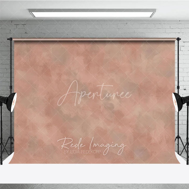 Aperturee - Aperturee Abstract Textured Dusty Rose Photography Backdrop Muted Terracotta and Gray Painterly Design for Professional Studio