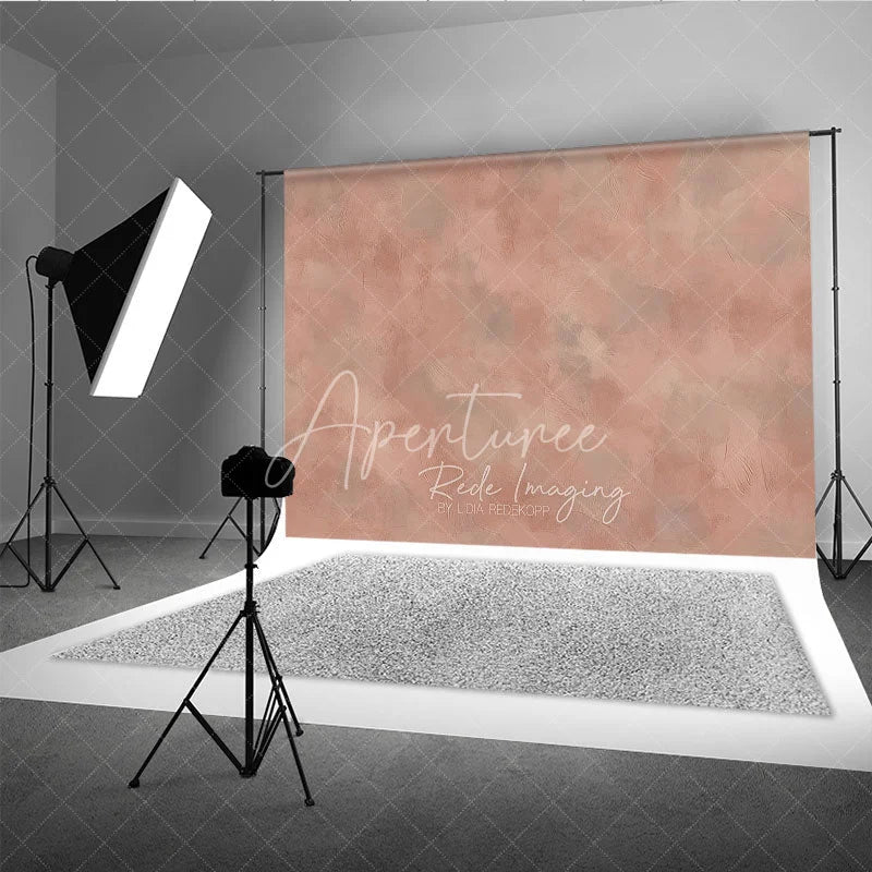 Aperturee - Aperturee Abstract Textured Dusty Rose Photography Backdrop Muted Terracotta and Gray Painterly Design for Professional Studio