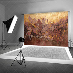 Aperturee - Aperturee Abstract Textured Floral Photography Backdrop Gold and Plum Palette with Elegant Painterly Design