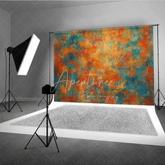 Aperturee - Aperturee Abstract Textured Orange Teal Blue Photography Backdrop Artistic Distressed Photo Studio Portrait