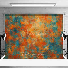 Aperturee - Aperturee Abstract Textured Orange Teal Blue Photography Backdrop Artistic Distressed Photo Studio Portrait