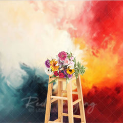 Aperturee - Aperturee Abstract Textured Painterly Photography Backdrop Vibrant Red Yellow Blue White Colors for Artistic Portraits