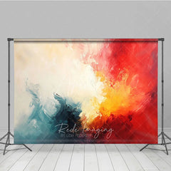 Aperturee - Aperturee Abstract Textured Painterly Photography Backdrop Vibrant Red Yellow Blue White Colors for Artistic Portraits