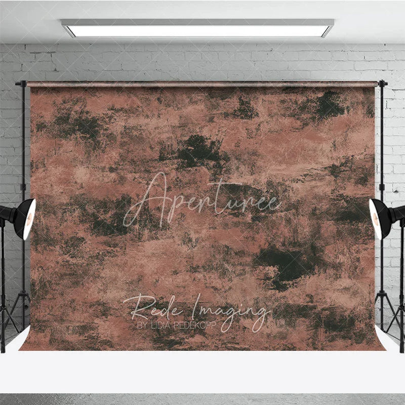Aperturee - Aperturee Abstract Textured Photography Backdrop Distressed Reddish Brown and Dark Grey Tones Vintage Fine Art Style