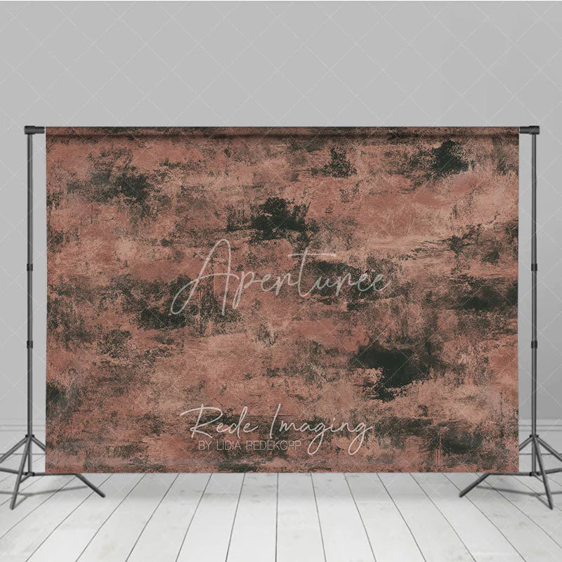 Aperturee - Aperturee Abstract Textured Photography Backdrop Distressed Reddish Brown and Dark Grey Tones Vintage Fine Art Style