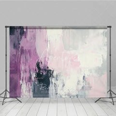 Aperturee - Aperturee Abstract Textured Photography Backdrop featuring Purple Pink White and Grey Brushstrokes Modern Artistic Style
