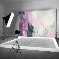Aperturee - Aperturee Abstract Textured Photography Backdrop featuring Purple Pink White and Grey Brushstrokes Modern Artistic Style