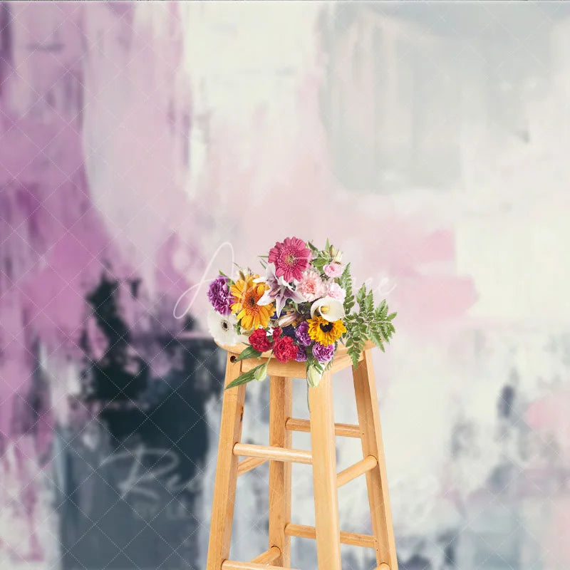 Aperturee - Aperturee Abstract Textured Photography Backdrop featuring Purple Pink White and Grey Brushstrokes Modern Artistic Style