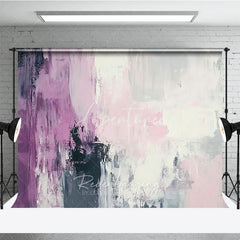 Aperturee - Aperturee Abstract Textured Photography Backdrop featuring Purple Pink White and Grey Brushstrokes Modern Artistic Style