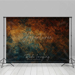 Aperturee - Aperturee Abstract Textured Photography Backdrop Rustic Rust Orange and Deep Teal Colors Weathered Stone Look for Portraits
