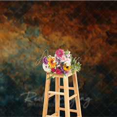 Aperturee - Aperturee Abstract Textured Photography Backdrop Rustic Rust Orange and Deep Teal Colors Weathered Stone Look for Portraits